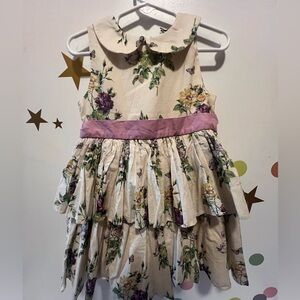 Laura Ashley Floral Dress with Purple and Pink Details